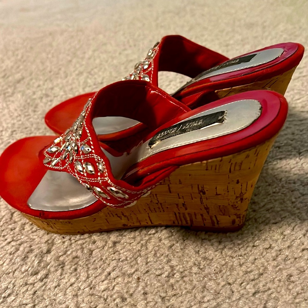 Red Embellished Platform Sandals - White House Black Market